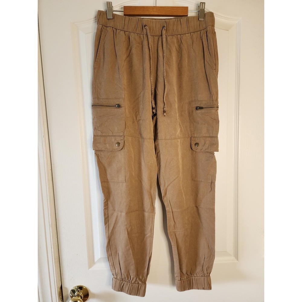 Banana Republic Soft Cargo Joggers Tan Brown Lyocell Elastic Waist Small 536089